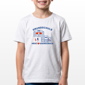 T-Shirt für Kinder "Schullogo" weiß
