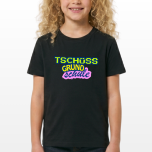 T-Shirt für Kinder "Tschüss Grundschule" schwarz, unisex